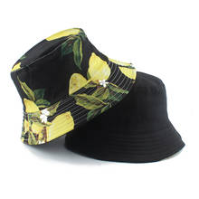 Chapéu de pesca reversível, chapéu de duas camadas para homens e mulheres, estampa de limão, estilo hip hop, gorros 2024 - compre barato