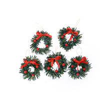 1PC Mini Christmas Wreath Pine Red Bow-knot Ornament Plastic Xmas Tree Home Party Kid Girl Dollhouse Festival Decor Gift 4cm 2024 - buy cheap