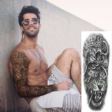 Waterproof Temporary Tattoo Stickers Totem Tiger Watch Crown Sexy Man Big Sticker Full Arm Fake Tatto Flash Tatoo For Men Women 2024 - buy cheap