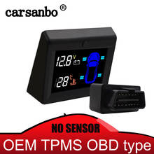 Carsanbo OBD TPMS Car Tire Pressure Monitoring System LCD Display Temperature Warning car battery voltage no sensors design OEM 2024 - buy cheap