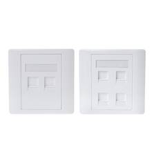 Tomada de parede branca com placa facial, 86 portas duplas, rede lan, painel de telefone, plugue rj45 2024 - compre barato