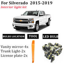 Led automotivo, 8x, luz para 2015, 2016, 2017, 2018, 2019, chevrolet, chevy silverado, 1500, 2500, 3500 hd, acessórios para carro, kit de luz interior 2024 - compre barato