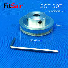 FitSain-2GT-rueda síncrona GT2, agujero de polea, 80T de ancho, 6mm, 5-6-8-10-12mm 2024 - compra barato
