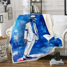 Manta de forro polar con estampado 3d de Michael Jackson, colcha gruesa de moda, manta de Sherpa, manta personalizada para adultos y niños 2024 - compra barato