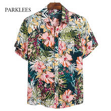 Floral Print Summer Beach Hawaiian Mens Shirt Casual Hawaii Short Sleeve Oversize Aloha Shirt Loose Holiday Vacation Camisas Men 2022 - buy cheap