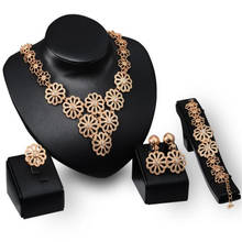 Dubai Gold Jewelry Sets for Women Bridal Jewelry Flower Chocker Necklace Earrings Fashion Wedding Bridesmaid Jewelry Sets 2024 - buy cheap