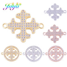 Juya DIY Religious Jewelry Accessories Sparkly Cross Charm Connectors For Women Men Christian Jesus Bracelet Necklace Making 2024 - buy cheap