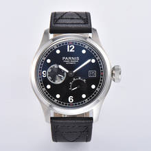 New Arrival Parnis 47mm Black Dial Automatic Mechanical Men's Watch Power Reserve Calendar Silver Case Men Watches horloges 2020 2024 - buy cheap