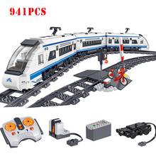 Bloques de construcción de trenes de ferrocarril con Control remoto para niños, juguete técnico de ciudad, Compatible con estación de tren RC 2024 - compra barato