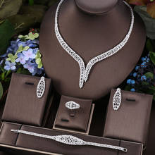 Janekelly 4 pçs conjuntos de jóias de noiva zircônia completa para festa feminina, luxo dubai nigéria cz cristal conjuntos de jóias de casamento 2024 - compre barato