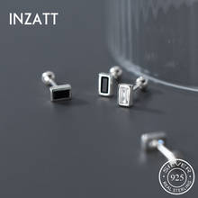 INZATT Real 925 Sterling Silver Zircon Thread Bead Rectangle Stud Earrings For Fashion Women Fine Jewelry Punk Accessories 2024 - купить недорого
