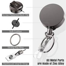 Llavero retráctil de Metal chapado, cuerda de alambre fácil de tirar, cadena telescópica antirrobo para acampar, llavero para exteriores, 1 ud. 2024 - compra barato