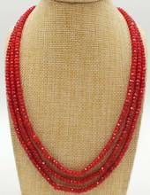 Pretty2x4mm collar de 3 filas de piedras preciosas de rubí rojo Natural facetado Abacus Beads 2024 - compra barato