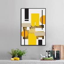 Decoração nórdica moderna para casa, pintura em tela, amarelo, padrão geométrico, poster abstrato de parede, imagens de arte para sala de estar 2024 - compre barato