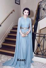 Sky Blue Chiffon Evening Dress Pleat With Jackets Vestidos De Festa Custom Vintage Prom Dresses Party Evening Dress 2024 - buy cheap