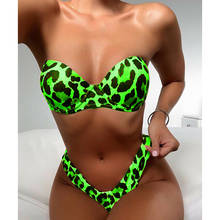 Conjunto de Bikini con estampado de leopardo para mujer, traje de baño acolchado con realce, ropa de playa 2024 - compra barato