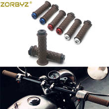 ZORBYZ 7/8 ''22 мм винтажный коричневый алмаз рукоятка руля с боковым стержнем торцевые крышки для Honda Кафе Racer Bobber на заказ 2024 - купить недорого