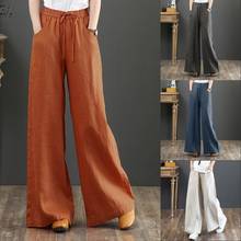 Women's Wide Leg Pants ZANZEA 2022 Autumn Trousers Kaftan High Waist Long Pantalon Palazzo Female Casual Solid Turnip  2024 - buy cheap