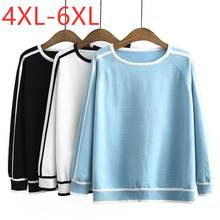 New ladies autumn winter plus size knit basic tops for women large pullover long sleeve slim blue elastic sweater 4XL 5XL 6XL 2024 - buy cheap