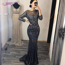 Luxury Sparkly Evening Dresses For Women 2021 Long Sleeve Mermaid Sexy Diamond Beading Formal Party Gowns 2024 - buy cheap