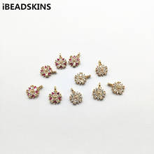 New arrival! 12x9mm 50pcs Copper/Cubic Zirconia Flower connectors for Earrings parts,Accessories Earrings hand Made Jewelry DIY 2024 - buy cheap