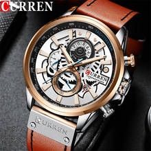 CURREN-Reloj de pulsera deportivo para hombre, cronógrafo masculino de cuero genuino, estilo militar, clásico, nuevo, 8380 2024 - compra barato