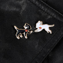 Black and white cat pins brooches for women cartoon badge flower enamel pin backpack lapel pin hat Jackets Jewelry gift for girl 2024 - buy cheap