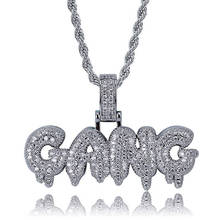 Colgante de circonia cúbica con letras "GANG", collar de Hip Hop para hombres y mujeres, regalo de joyería, collar con palabras Iced Out, envío gratis 2024 - compra barato