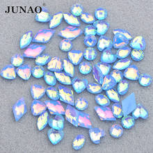 JUNAO Mix Shape Blue AB Rhombus Nail Rhinestone Stickers Flat Back Resin Gems Face Nail Crystal Strass for Crafts 2024 - купить недорого