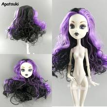 Фиолетовый Make Up 1/6 BJD голова куклы с волосами голова куклы для Monster High Головы Куклы для монстра куклы аксессуары игровой домик DIY игрушки 2024 - купить недорого