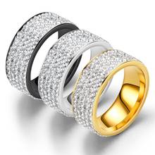 Asjerlya vintage estilo retro anel de aço para as mulheres 5 linha clara cristal jóias moda aço inoxidável noivado casamento anéis 2024 - compre barato