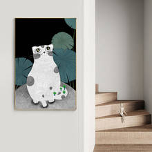 Скандинавский милый котенок трава Холст Картина скандинавские животные плакат и печать современный декор с кошкой абстрактная Настенная картина для спальни 2024 - купить недорого
