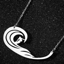 Punk Sport Necklace Stainless Steel Men in the Wave Surfing Charm Necklaces Ocean Jewelry Surfing Lover Club Gifts 2024 - buy cheap