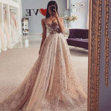 Eightree Champagne Wedding Dress 2021 Spaghetti Straps Lace Bridal Dresses White Lace Wedding Gowns Boho Robe de Mariee 2024 - buy cheap