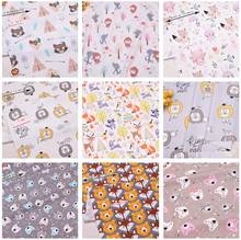 Tecido 100% algodão desenhos animados diy costura artesanato vestido de bebê decoração folhas telas patchwork material colado leão raposa impresso 2024 - compre barato