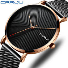 Top Luxury Brand CRRJU 2019 NEW Men Watch Fashion Waterproof Stainless Steel Mesh Band Wristwatch Simple Design Clock Relogio 2024 - buy cheap
