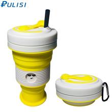 Copo dobrável do curso caneca de pouco peso retrátil 19 oz silicone dobrável acampamento copo garrafa esporte com palha garrafa portátil 2024 - compre barato