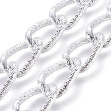 pandahall 2m Twisted Chains Curb Chains Unwelded Necklace Link for Jewelry DIY Making Silver Color Plated Aluminium 21.8x12.8mm 2024 - buy cheap