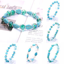Hottest charm Natural Stone Beads Bracelet Charm Blue Pendant Strand Bracelets Bangles Women Fashion Jewelry 2024 - buy cheap
