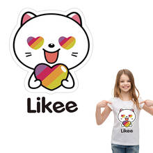 Likee App Cat Stickers Patch New Design Print On T-Shirt Diy Accessory Clothes Decoration Washable Patterns For Clothing 2024 - buy cheap