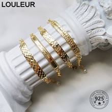Louleur News 925 Sterling Silver Bracelets Baroque Pearl Gold Color Bracelet English Card Bracelets For Women Fine Jewelry 19CM 2024 - buy cheap
