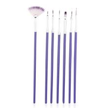 7pcs Purple Nail Art Brush Pen Dotting Painting Drawing Fan Line Builder Polish Gel UV Tips Decoration Manicure Tools Nail Tools 2024 - buy cheap