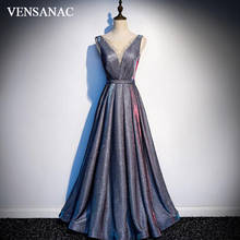 VENSANAC Illusion Crystal O Neck A Line Long Evening Dresses Elegant Sash Backless Sequined Party Prom Gowns 2024 - buy cheap