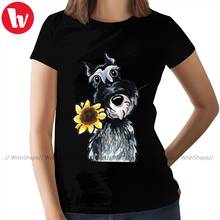 Schnauzer camisa de t camisa de moda de rua das senhoras de tamanho grande gráfico o pescoço 2024 - compre barato