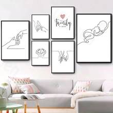 Wall Art Family Quotes Canvas Painting Abstract Line Art Parent-Child Pictures Modern Poster Home Decoration Living Room Bedroom 2024 - buy cheap