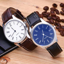 Relógio de pulso com pulseira de couro, relógio de pulso casual de couro com pulseira de quartzo para homens e mulheres, à prova d'água, de alta qualidade, vidro de raios azuis 2024 - compre barato