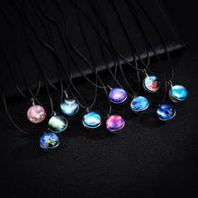 Colar de vidro luminoso luz da noite cristal cabochão pingente fulgor no escuro estrela série planeta colar rua moda jóias 2024 - compre barato