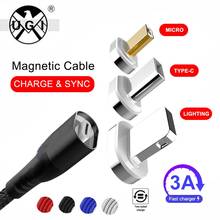 UGI-Cable magnético de carga rápida 3A, Cable Micro USB tipo C de nailon de alta velocidad para Android, IOS, Samsung, Oneplus, Xiaomi, HTC Pixel 2024 - compra barato