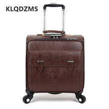 Klqdzms bolsa de viagem masculina spinner, clássica, executiva, bagagem, carrinho de viagem, mala para laptop, vintage 2024 - compre barato