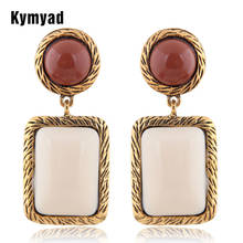 Kymyad-pendientes de gota geométricos bohemios para mujer, aretes de piedra de resina, joyería de moda, pendientes grandes con estilo 2019 2024 - compra barato
